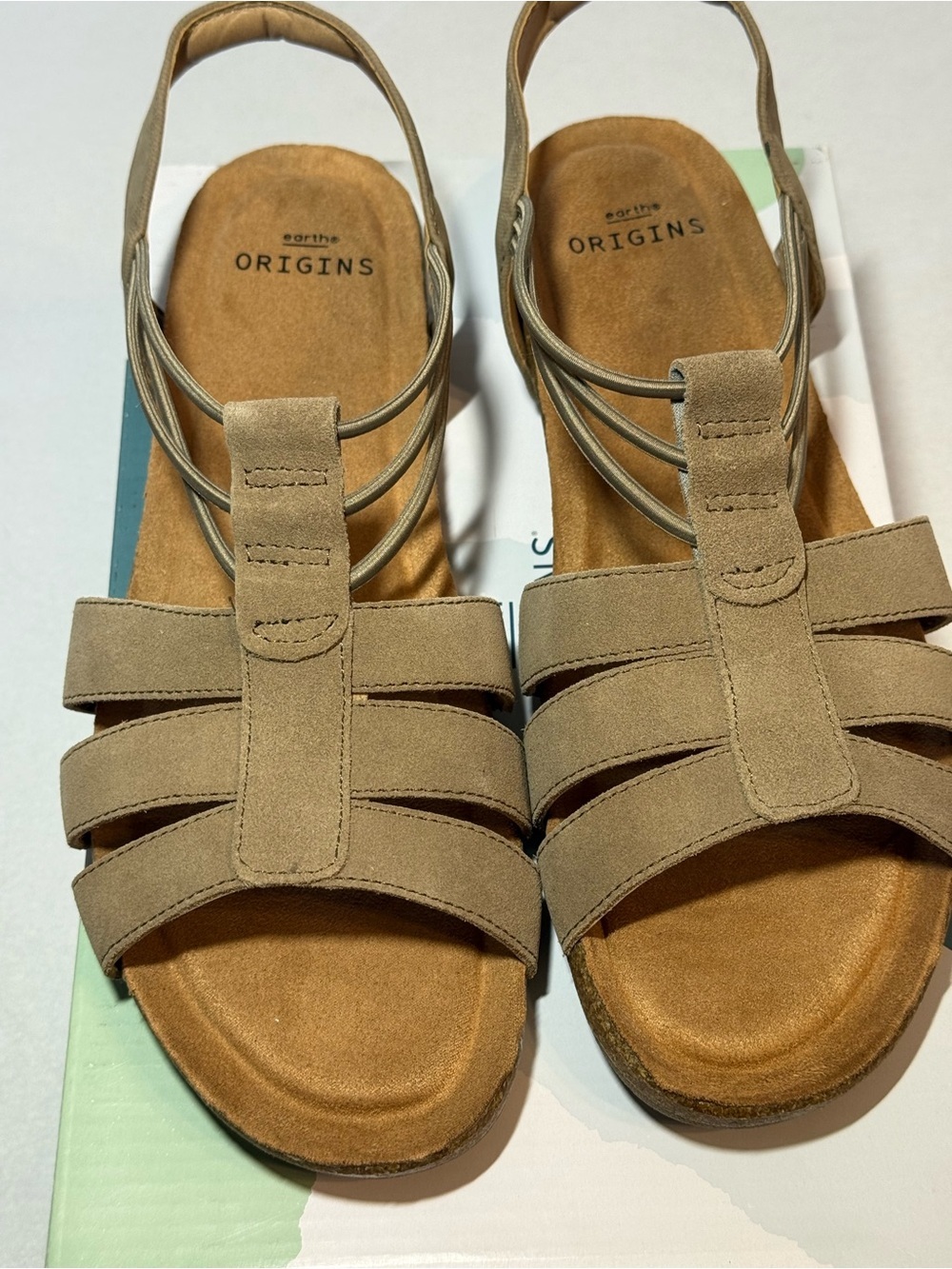 Earth Origins Laney Leather Sling-Back Sandals. Size 10. Sedona Brown.